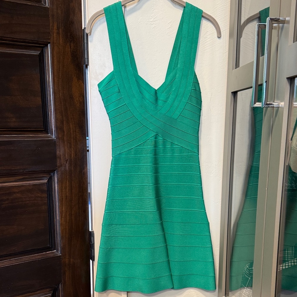Herve Leger Vibrant Green Mini Dress